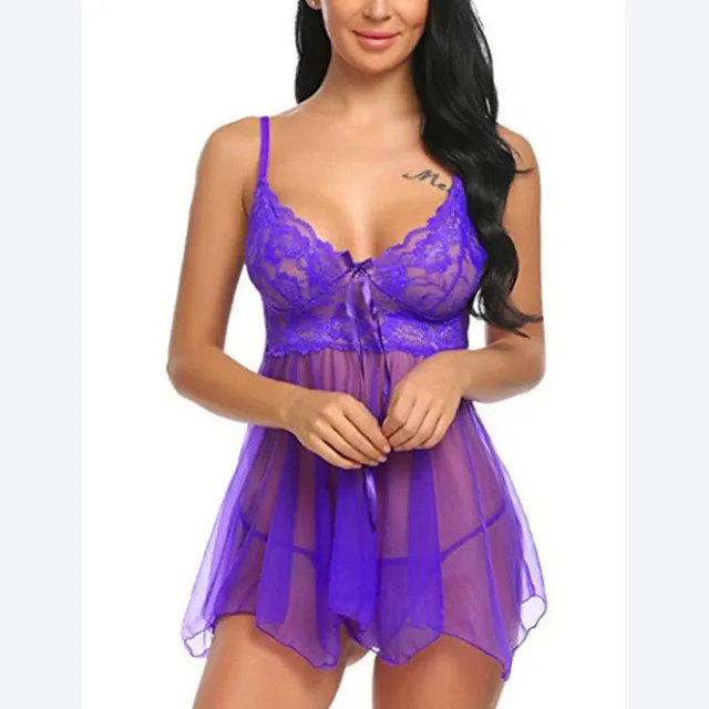 Ladies sexy transparent mini nightie