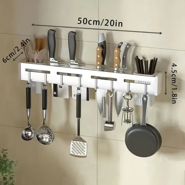 Wall multi-function knife holder and crockery with hooks