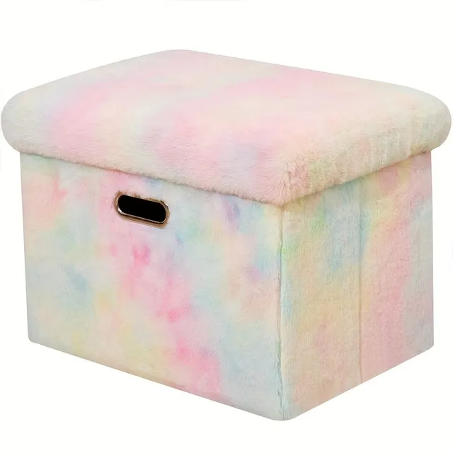 1pc 17-inch soft artificial fur foldable stool
