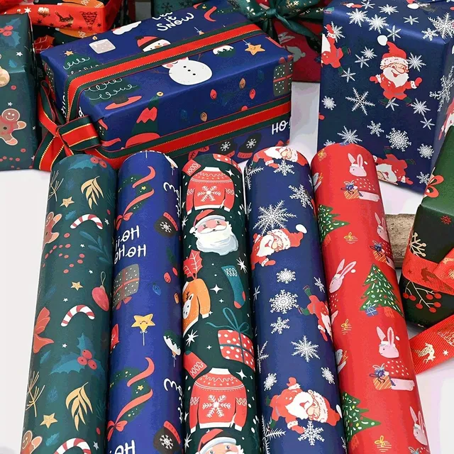 10 pcs of Christmas wrapping paper set with cheerful motifs