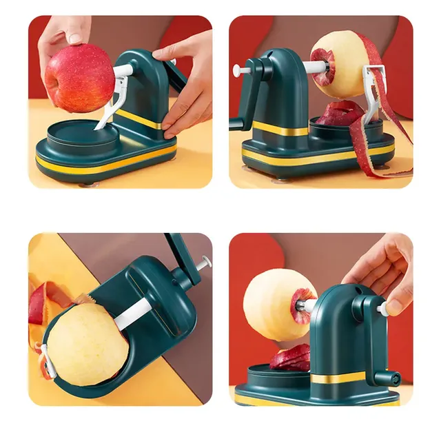 Manual fruit peeler with automatic rotation