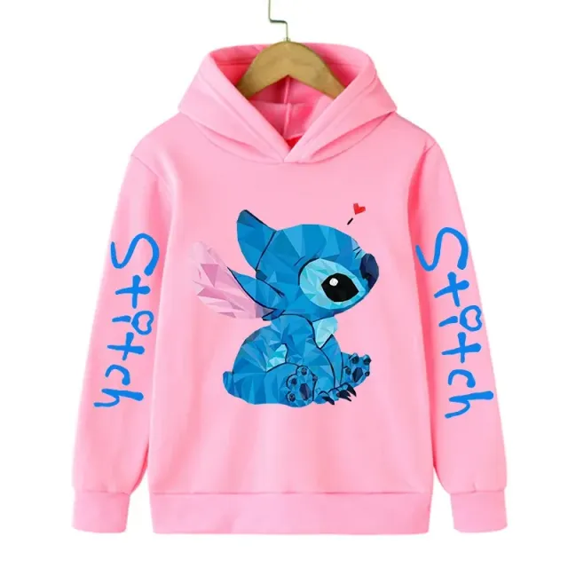 Bluza pentru copii cu glugă și imprimeu drăguț Stitch