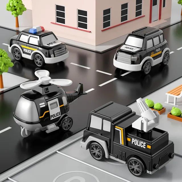 5 in 1 police and fire trucks - Christmas and birthday gifts with light and sound