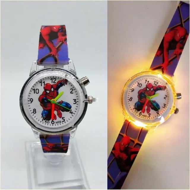 Chłopięcy świecący zegarek z silikonowym paskiem | Spiderman