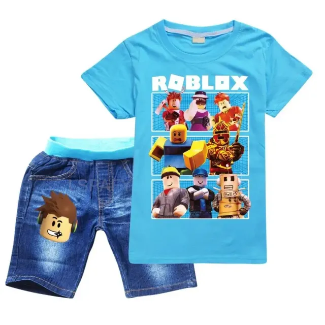 Set chlapeckého oblečení - Tričko s krátkým rukávem a kraťasy s potisky oblíbených postav ze hry ROBLOX