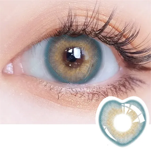 Luxury colored lenses in the eyes - several variants of motifs and colors, safe for wearing