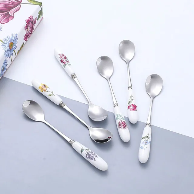 Teaspoons with flower 6 pcs