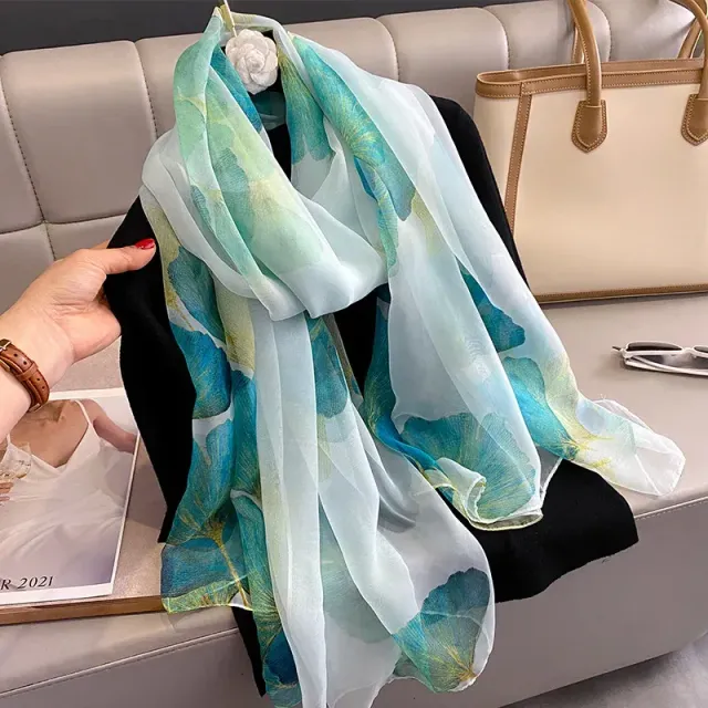 Silk scarf for women with luxury print, long and in many colour variations