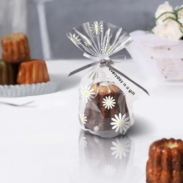 Small cellophane bags with flowers 50/100pcs