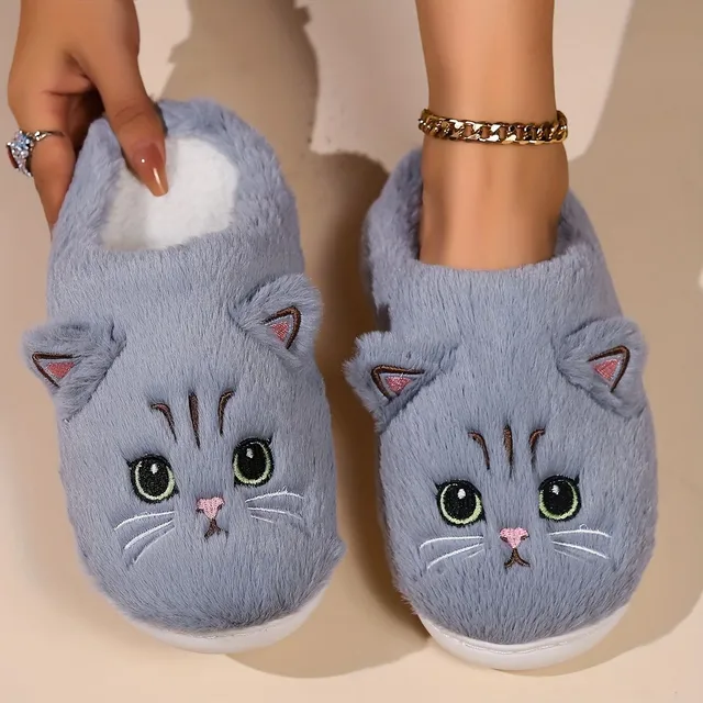 Chaussons en Peluche de Chat Adorables - Douillet Compagnon pour un Hiver Réconfortant