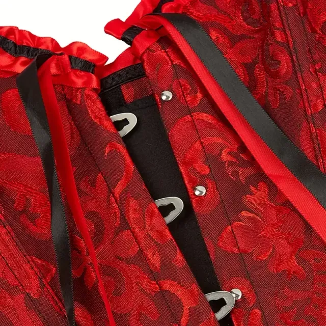 Corsaj baroc de lux pentru femei plinuțe - modelator de siluetă, cu volane și șireturi, ideal pentru nunți și ocazii speciale