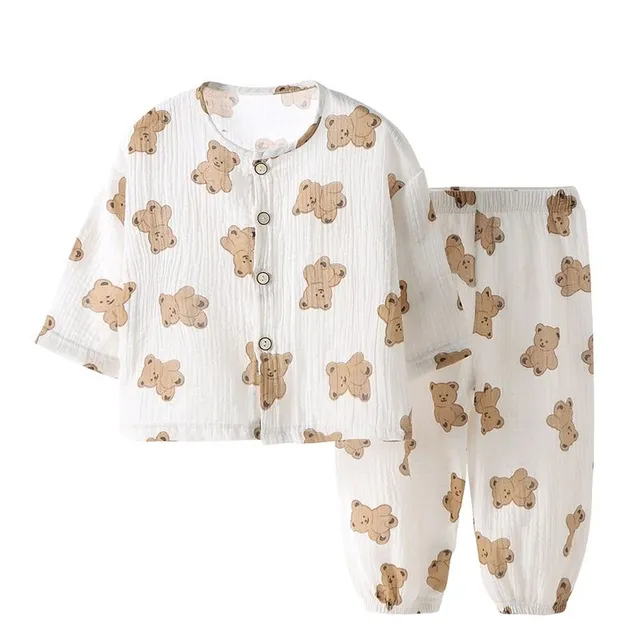 Children's classic cute pajamas with button top - more variants