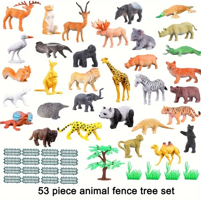 53 figurine miniaturale de animale din junglă