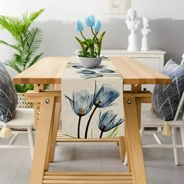 Linen table tread for rustic rural style into the kitchen and dining room