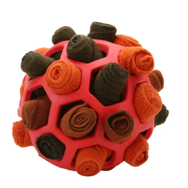 Interactive ball toy for dogs with treat dispensing, whistling and teeth cleaning function