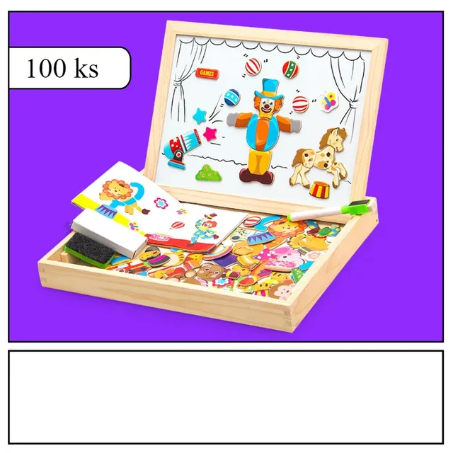 Magnetic board with wooden figures - 3D jigsaw puzzle