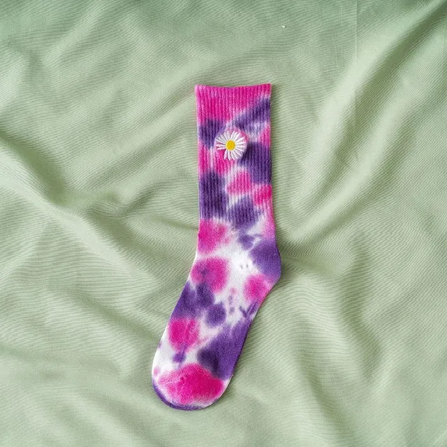 Women's High Socks with Batik motif Rainbow