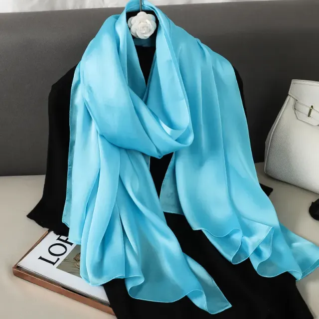 Fashionable satin scarf with a size of 90x180 cm for women