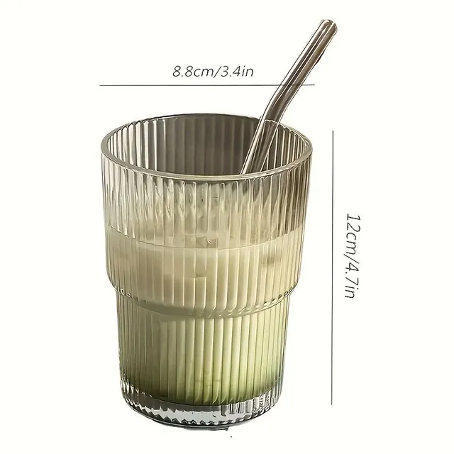 Glass coffee mug with lid and straw, 400 ml