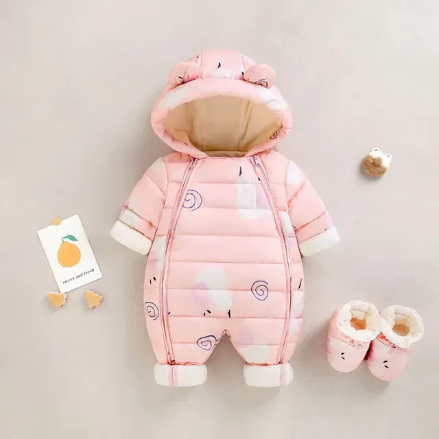 Combinaison automne/hiver pour bébé en coton épais avec capuche et manches longues