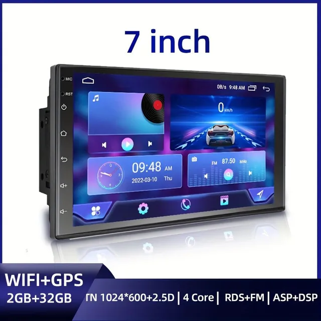 Universal 2DIN car radio with Android 10.0, GPS navigation and multimedia player (32 GB)