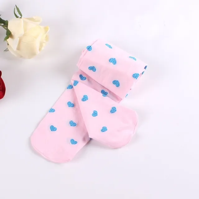 Girl single color stockings decorated with hearts
