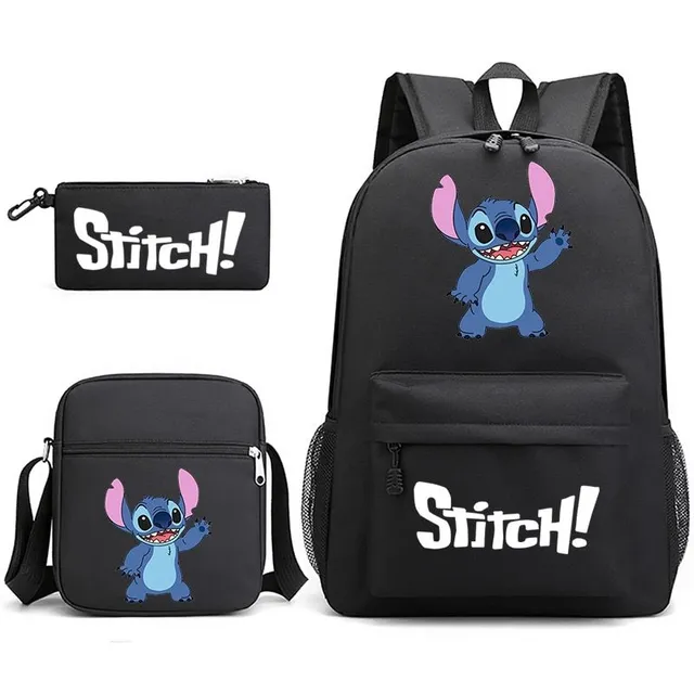 Set kit școală Stitch - Rucsac și cutie creion + sac umăr