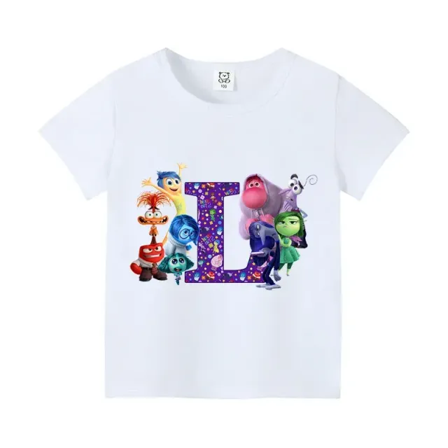 T-shirt enfant à manches courtes avec impression de lettres et personnages du film Vice-Versa 2 - Inside Out 2