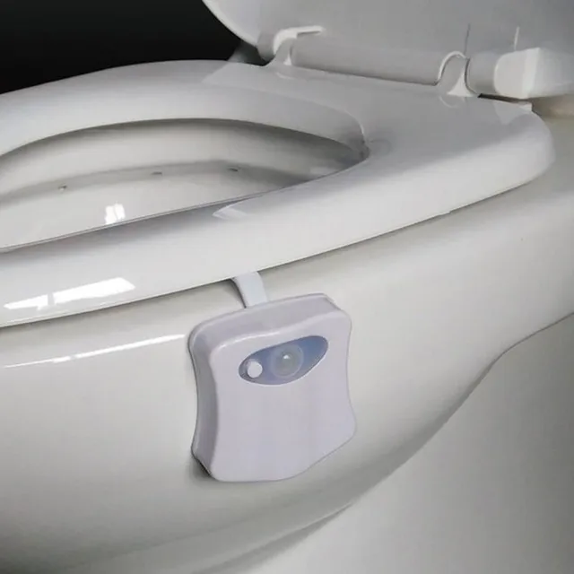 LED light on toilet bowl with motion detector