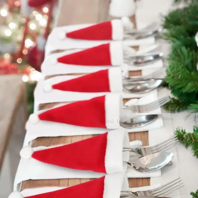 5/10/20 pcs Christmas cutlery holder in the form of Santa's hat