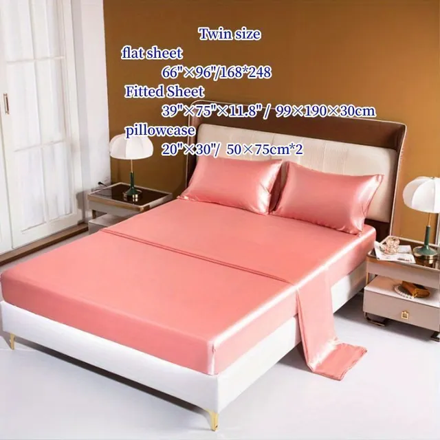 Luxury sleep in silk: 4-piece set of sheets made of imitation silk - Cool touch, soft mood