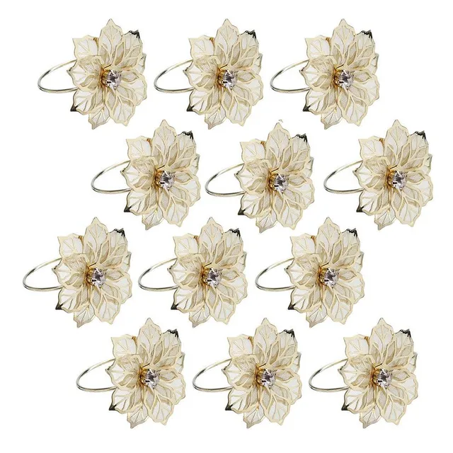 Decorative napkin rings with flower 12 pcs