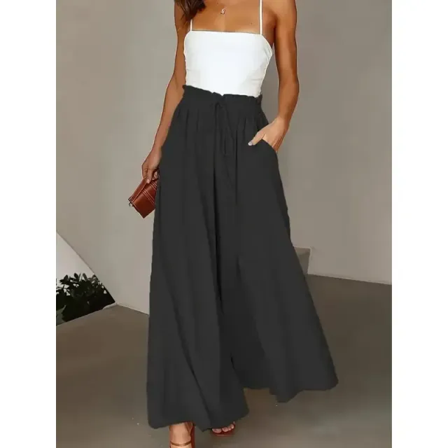 Women's wide leg trousers with elasticated drawstring waist