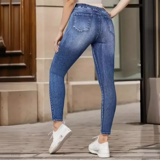 Leggings cu efect de blug și șiret de strângere, talie elastică