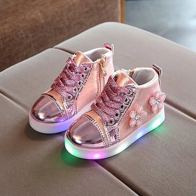 Children's girls' glowing flower shoes