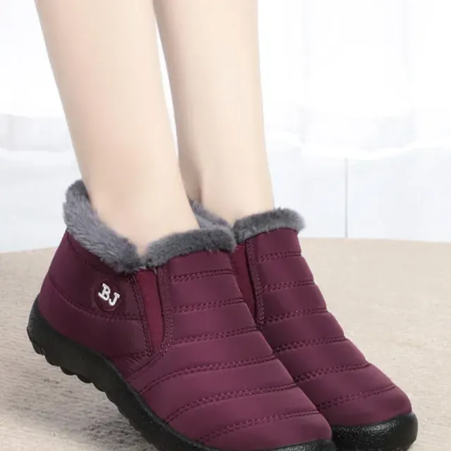 Women's winter boots - short waterproof snow boots with fur