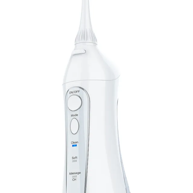 Portable oral irrigator with 3 modes Waterproof oral shower with tank capacity 300 ml Electric cleaner between toothrooms with replacement head IPX7 15.2 x 5 cm