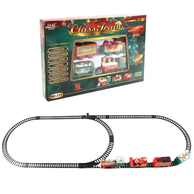 Christmas realistic electric train set safe for children and decoration under the tree