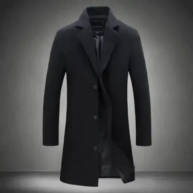 Palton casual pentru bărbați pentru toamnă și iarnă cu închidere cu nasturi