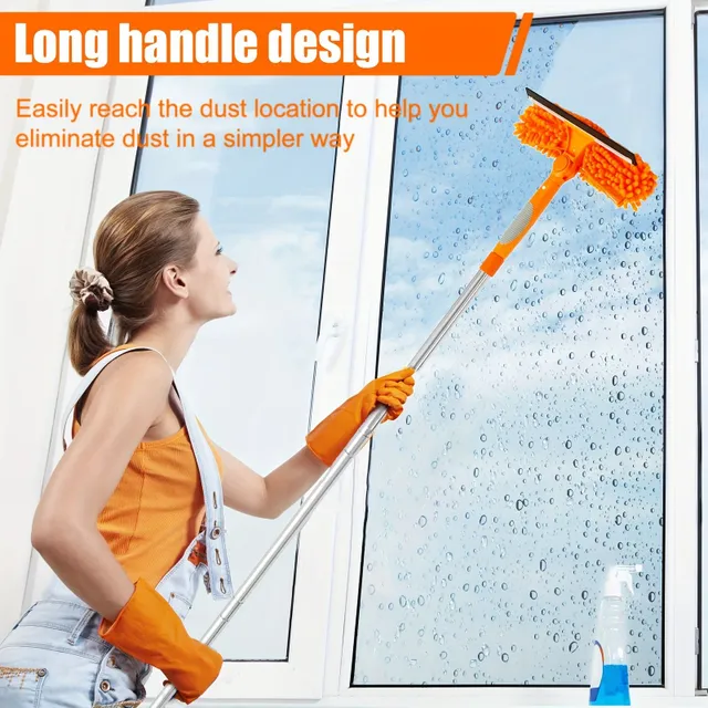 Prípojka na umývanie okien s gumovou tyčou a 2 čistiacimi rukávmi