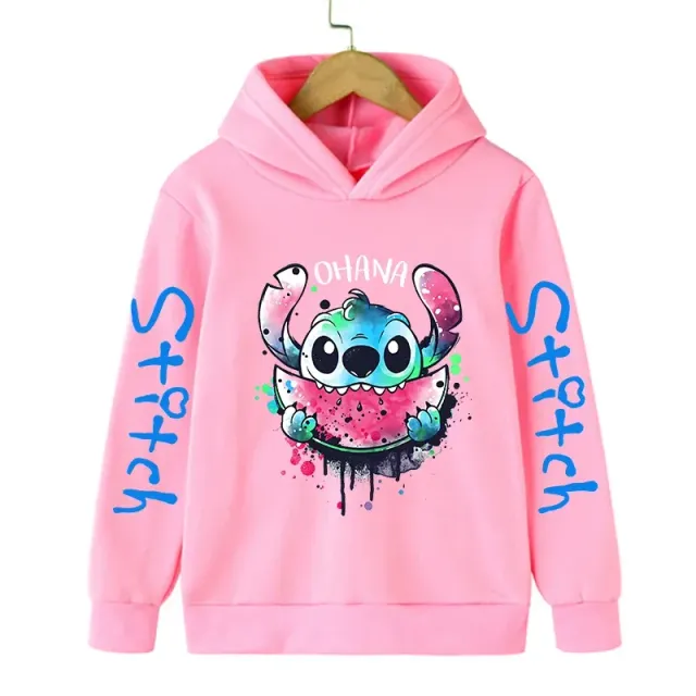 Bluza pentru copii cu glugă și imprimeu drăguț Stitch