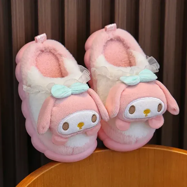 Kids cute slippers at home, soft and slippery