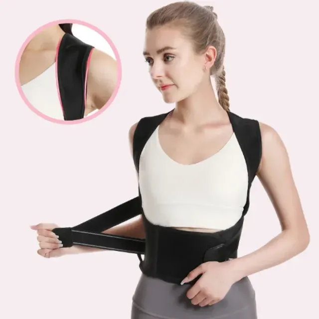 Unisex posture corrector - reduces back pain - black