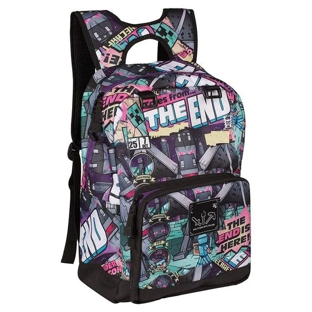 Stylish school backpack with Minecraft theme b