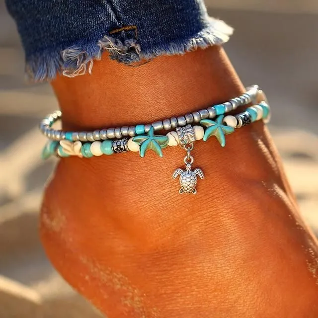 Starfish and Turtle Anklet