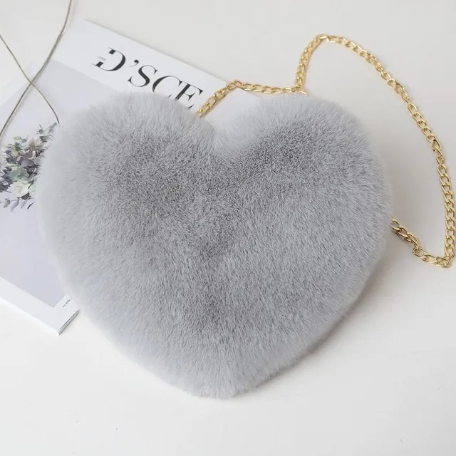 Dámská roztomilá plyšová kabelka přes rameno ve tvaru srdce