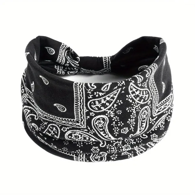 Women's boho headband with paisley pattern - stretchable and elegant for sport and common wearing