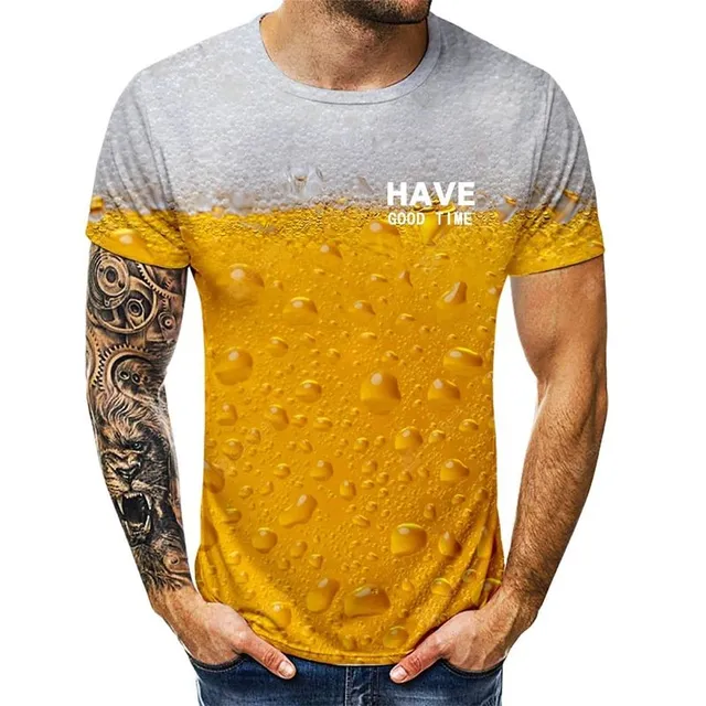 Men's T-shirt with 3D print for beer lovers