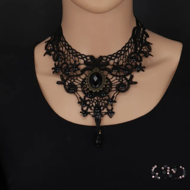 Vintage Ladies Lace Necklace (Black)