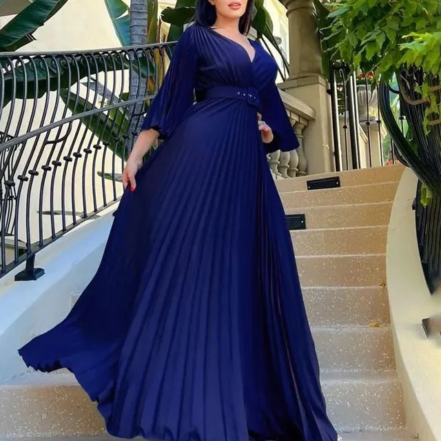 Beautiful one-colour pleated formal dress Ronnette